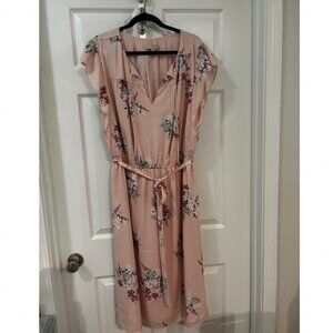 Loft Plus Midi Dress - Pink Floral